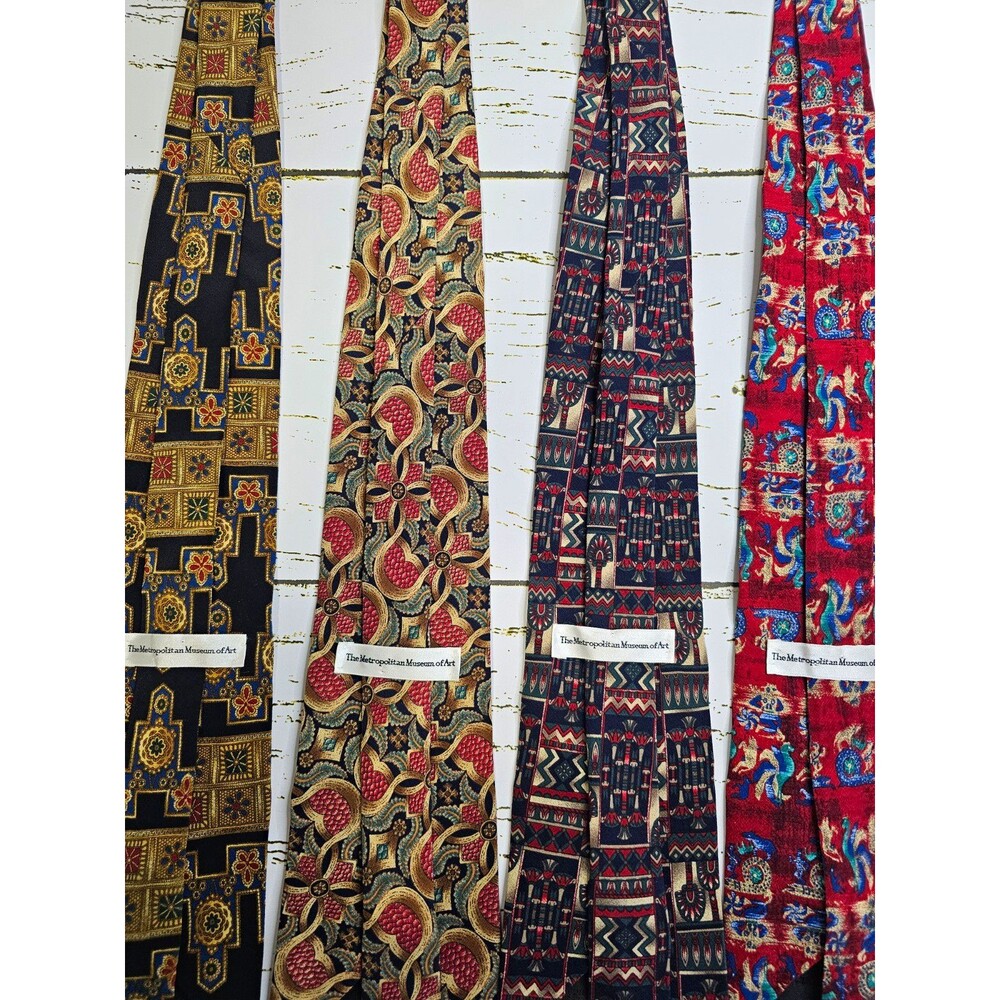 Vintage Metropolitan Museum of Art Silk Ties Lot 4 Egyptian Geometric The Met